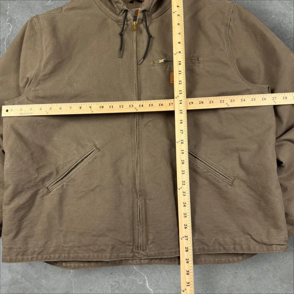 Vintage Carhartt J141 LBR Hooded Detroit Sierra Sherpa Lined Jacket EUC! - 2XL